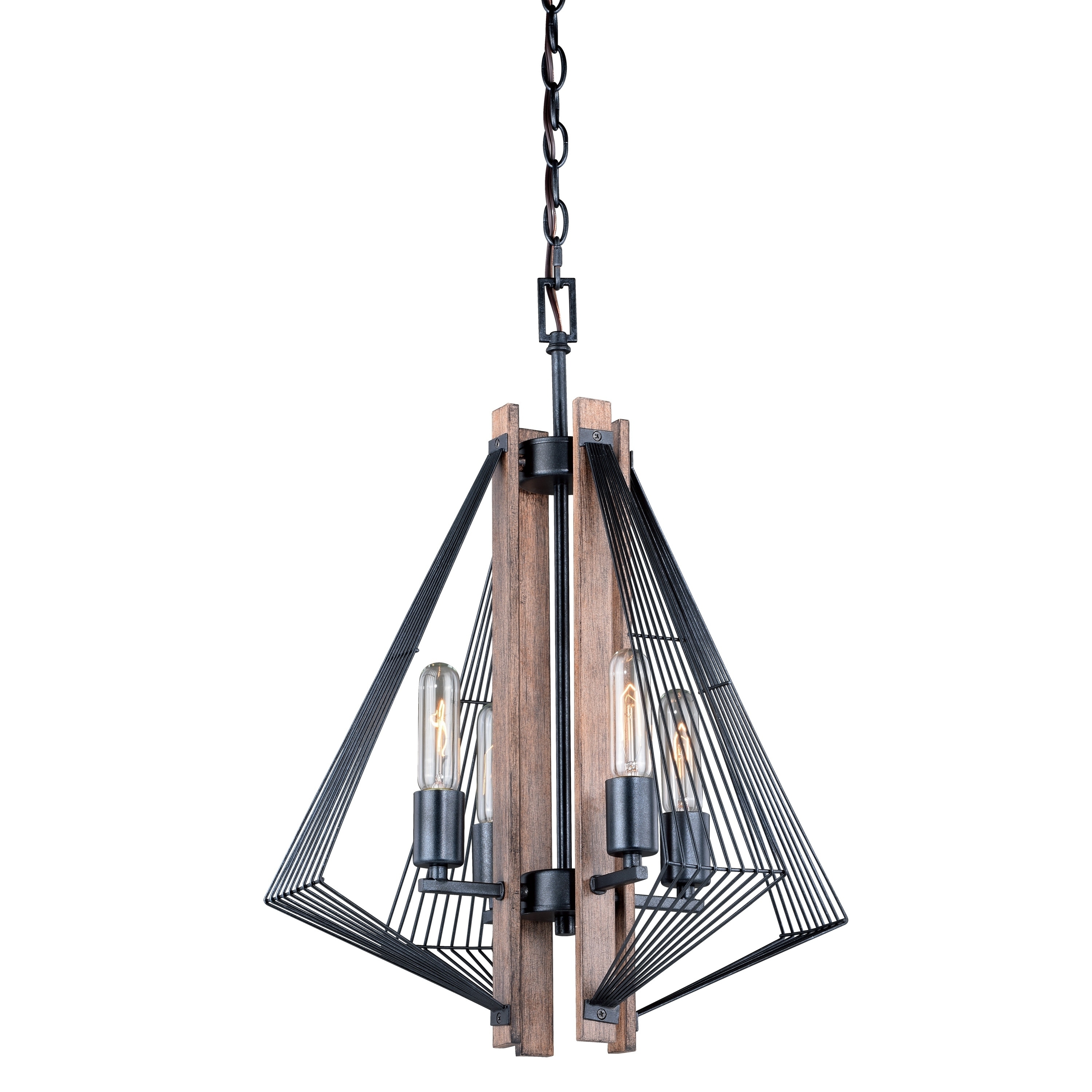 Dearborn 4 Light Black Industrial Cage Mini Chandelier - 18-in W x 24-in H x 18-in D - Chandeliers For Bedrooms by Overstock.com