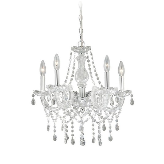 5-Light Polished Chrome and Crystal Candle Mini Chandelier - Chandeliers For Bedrooms by Overstock.com