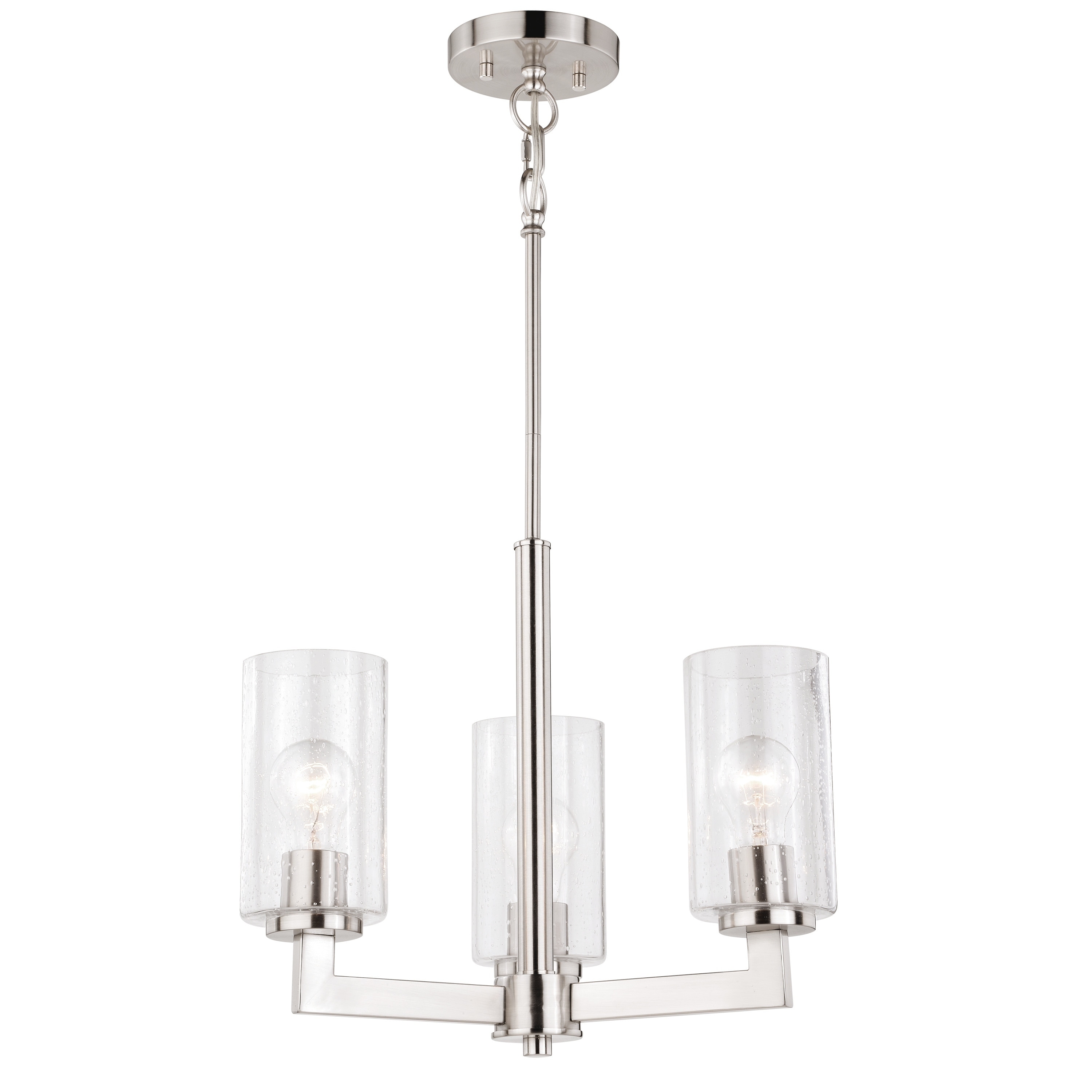 Addison 3 Light Satin Nickel Mini Chandelier Clear Glass - 17.5-in W x 10.63-in H x 17.5-in D - Chandeliers For Bedrooms by Overstock.com