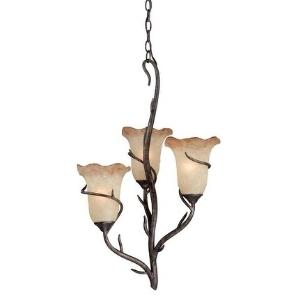Monterey 3 Light Bronze Rustic Mini Chandelier - 19-in W x 28.5-in H x 19-in D - Chandeliers For Bedrooms by Overstock.com