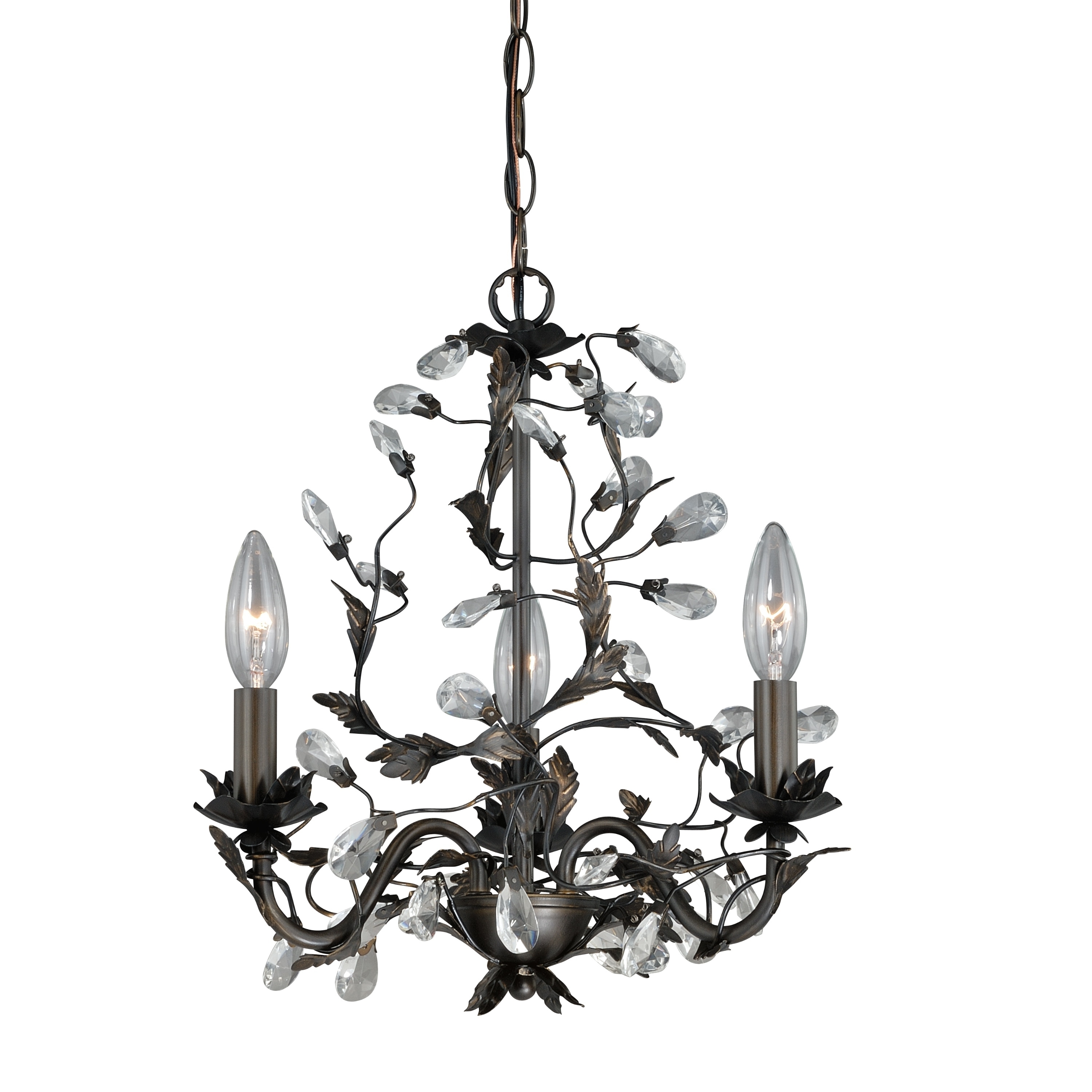 Trellis 3 Light Crystal Bronze Vintage Mini Chandelier - 13.75-in W x 15-in H x 13.75-in D - Chandeliers For Bedrooms by Overstock.com