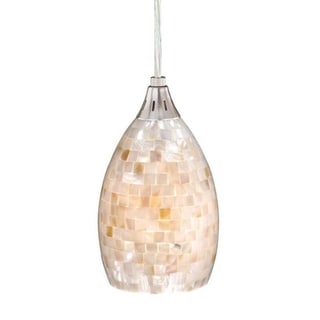 Milano 4-1/2" Mini Pendant Satin Nickel w/Mosaic Shell Glass