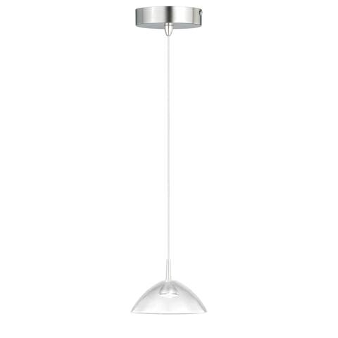 Swell LED Satin Nickel Mini Pendant Ceiling Light Clear Glass - 5.5-in W x 4-in H x 5.5-in D