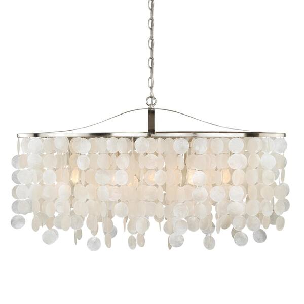 Elsa 5l Nickel Coastal Capiz Shell Linear Chandelier Island Elsa 5l Nickel Coastal Capiz Shell