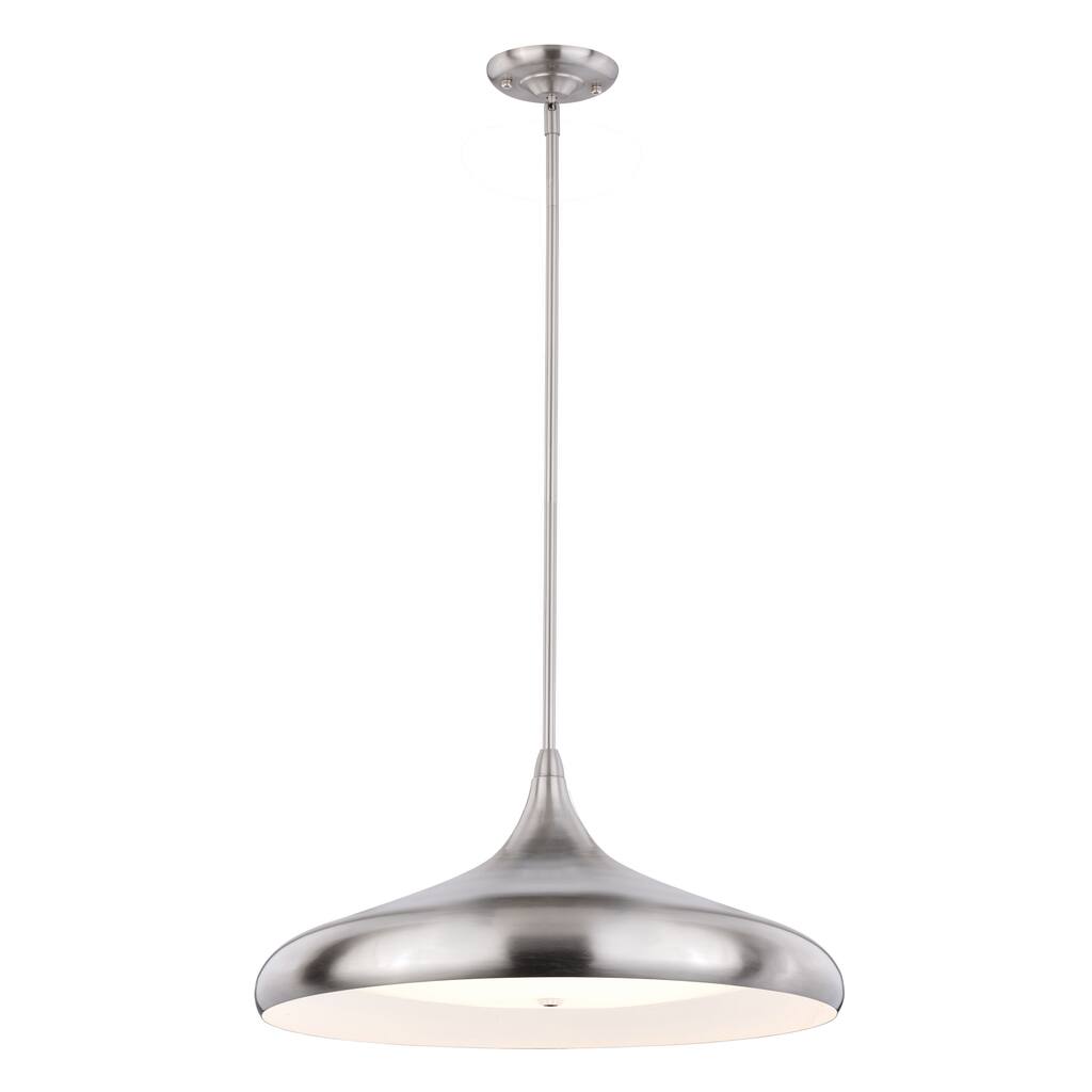 Bacio LED Satin Nickel Motion Sensor Dome Pendant Light - 21-in W x 16-in H x 21-in D