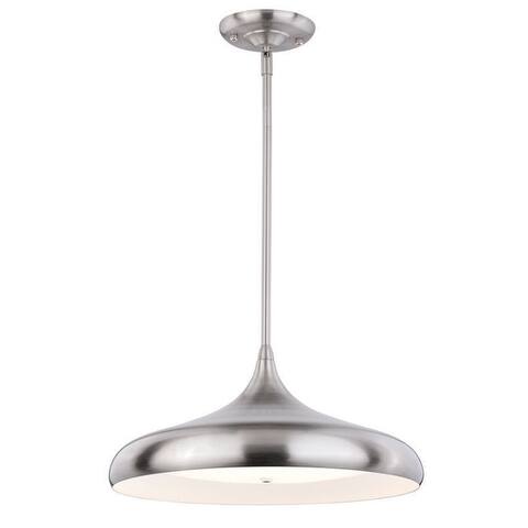Bacio LED Satin Nickel Motion Sensor Dome Pendant Light - 16-in W x 13-in H x 16-in D