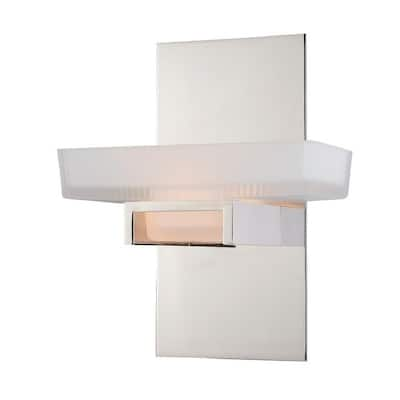 Gatsby 1 Light Nickel Bathroom Wall Fixture - 8-in W x 10-in H x 5-in D