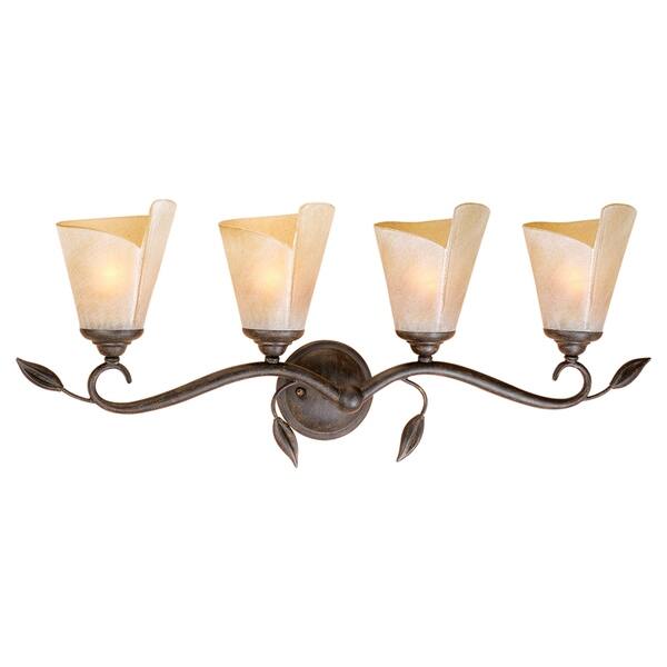 slide 1 of 1, Capri 4 Light Bronze Rustic Vine Bathroom Vanity Fixture - 29.75-in W x 11.5-in H x 7.5-in D
