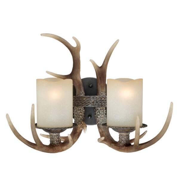 Shop Yoho 2 Light Bronze Rustic Antler Bathroom Vanity Fixture