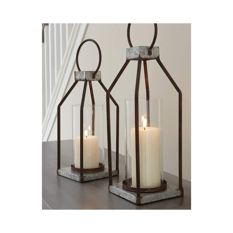 Diedrick Lantern - Set of 2 - Lantern-large: 5.5" W x 5.5" D x 19" H