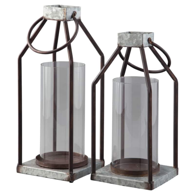 Diedrick Lantern - Set of 2 - Lantern-large: 5.5" W x 5.5" D x 19" H