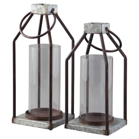 Diedrick Lantern - Set of 2 - Lantern-large: 5.5" W x 5.5" D x 19" H