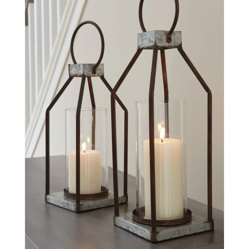 Diedrick Lantern - Set of 2 - Lantern-large: 5.5" W x 5.5" D x 19" H