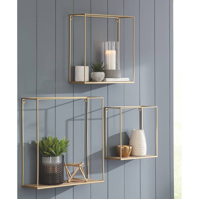 Efharis Gold 3-piece Wall Shelf Set - Gold