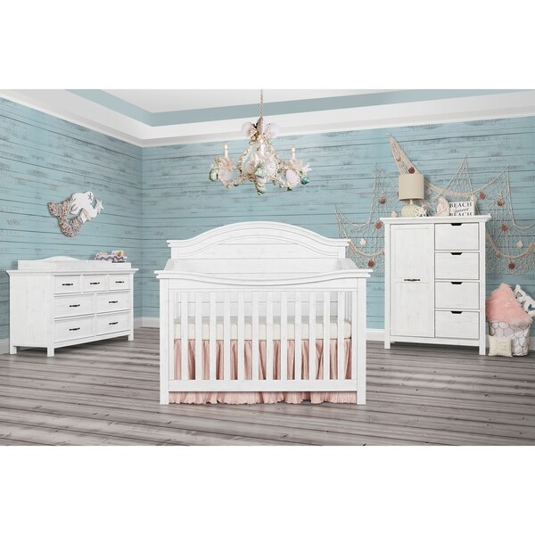 weathered white crib