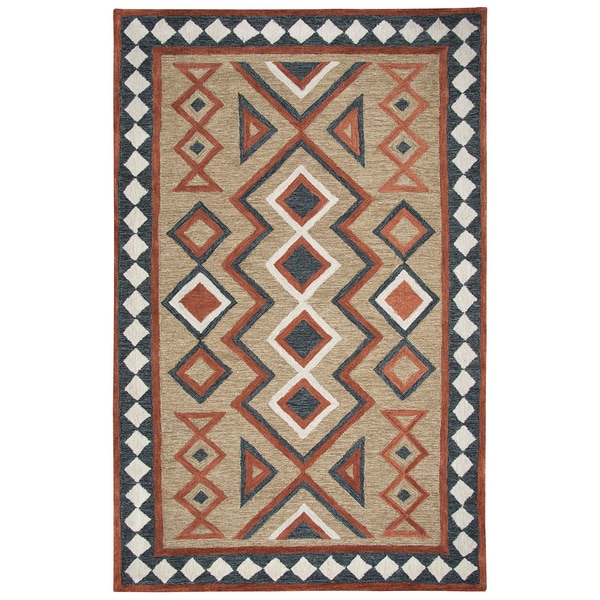 Mesa Brown Southwest/Tribal Shag Area Rug - 18" x 18". Opens flyout.