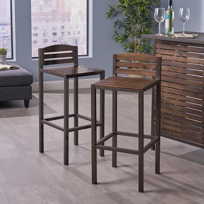 Lilith Acacia Wood Barstool (Set of 2) by Christopher Knight Home