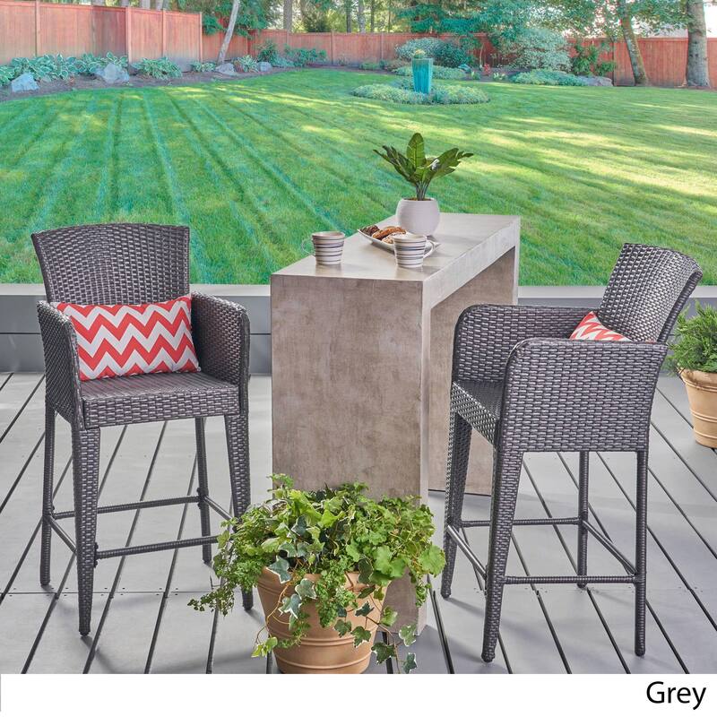 Anaya Outdoor Wicker Barstool by Christopher Knight Home