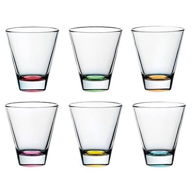 Majestic Gifts Glass D.O.F. Tumblers- Asstd. Colors Bottom 11.5oz-Made in Europe S/6