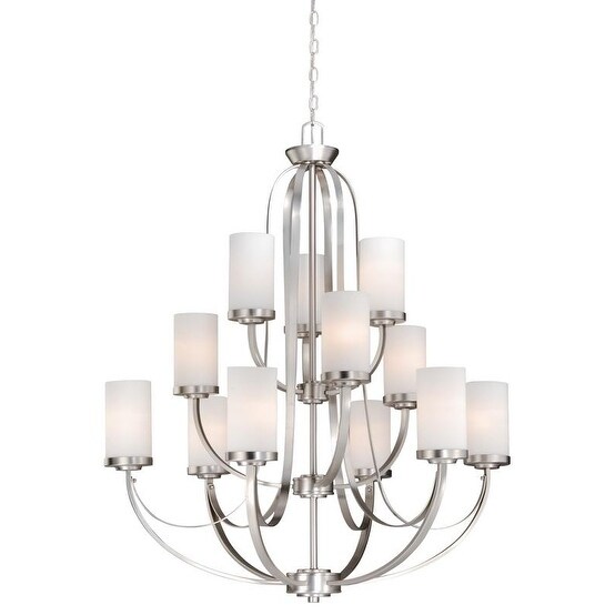 Vaxcel Oxford 12L Chandelier Brushed Nickel - Chandeliers For Bedrooms by Overstock.com
