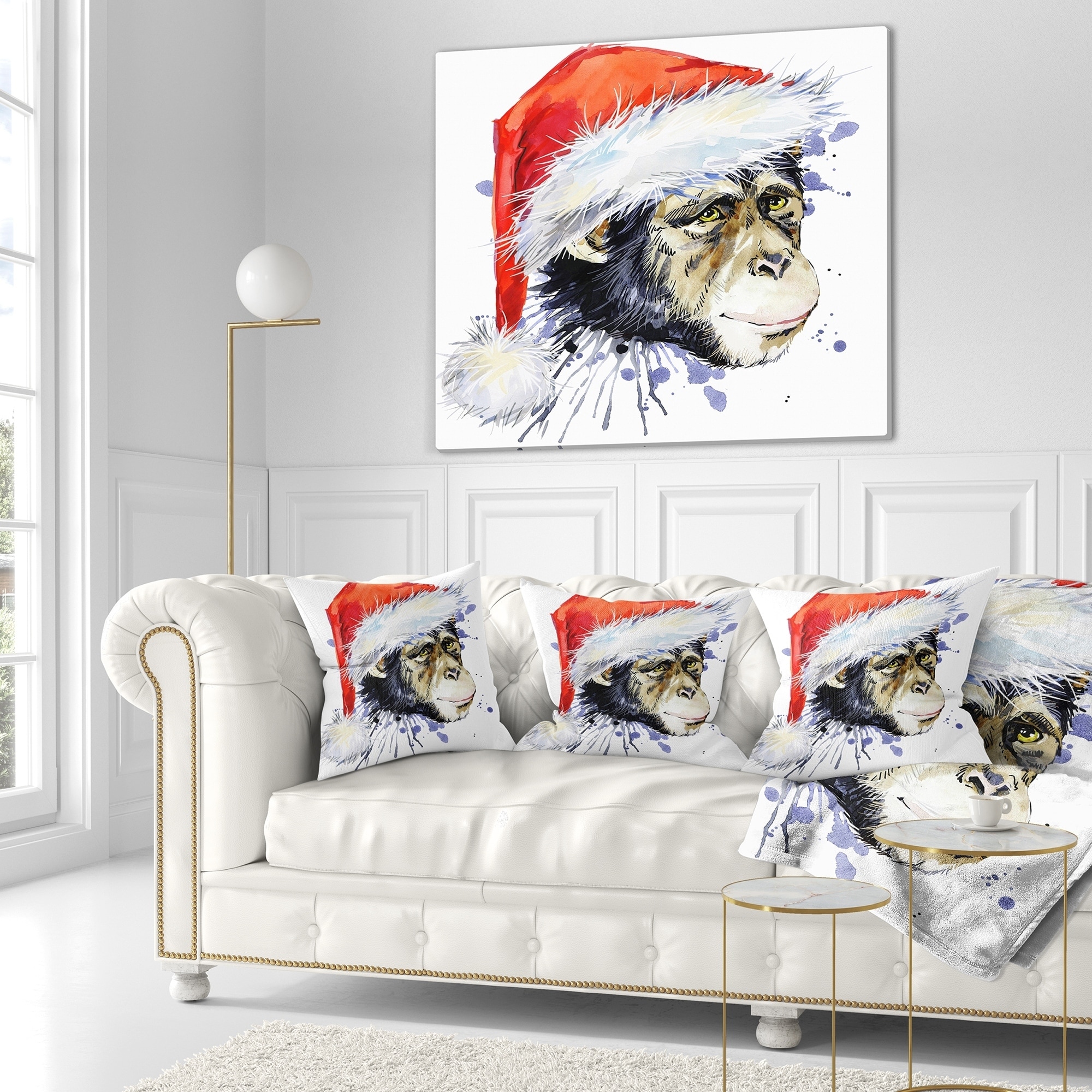 Designart Monkey Santa Clause Animal Throw Blanket Overstock 20909815 71 In X 59 In