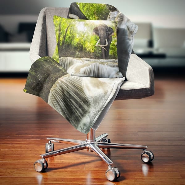 Designart Erawan Waterfall With Elephant Photography Throw Blanket On Sale Overstock 20910235