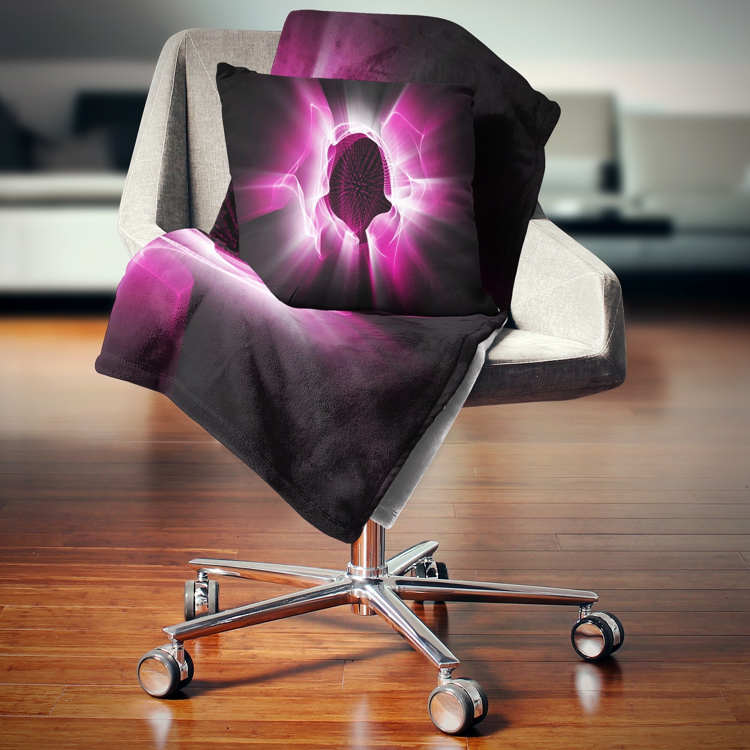 Designart 'Fractal Purple Light Shine' Abstract Throw Blanket