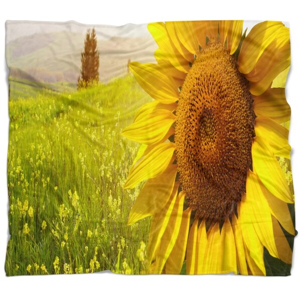 SUNFLOWER MEADOW Floral Flower Tapestry Afghan Throw ...
