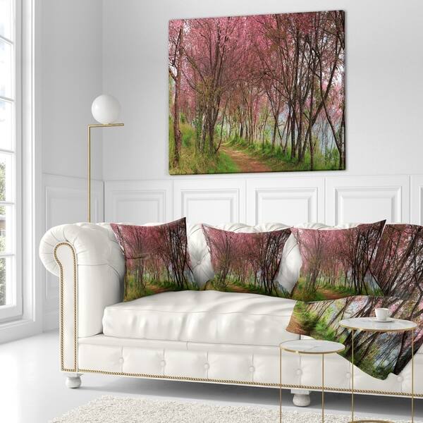 Shop Designart Sakura Pink Flowers In Thailand Landscape Fleece Throw Blanket Overstock 20913664
