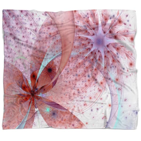 Designart Red And Blue Symmetrical Fractal Flower Floral Throw Blanket On Sale Overstock 20914508 71 In X 59 In