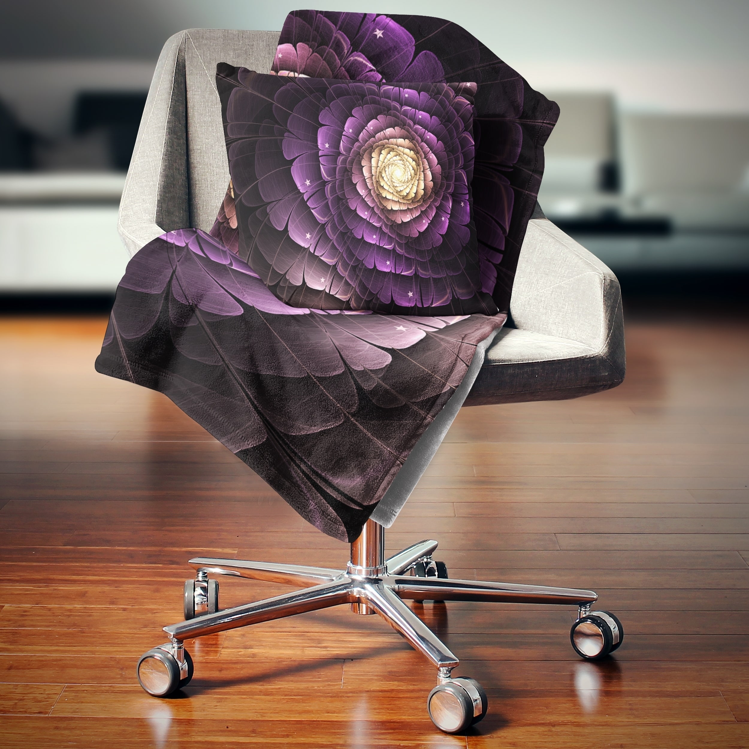 Designart Fractal Flower Light Purple Digital Art Flower Throw Blanket On Sale Overstock 20915660 71 In X 59 In