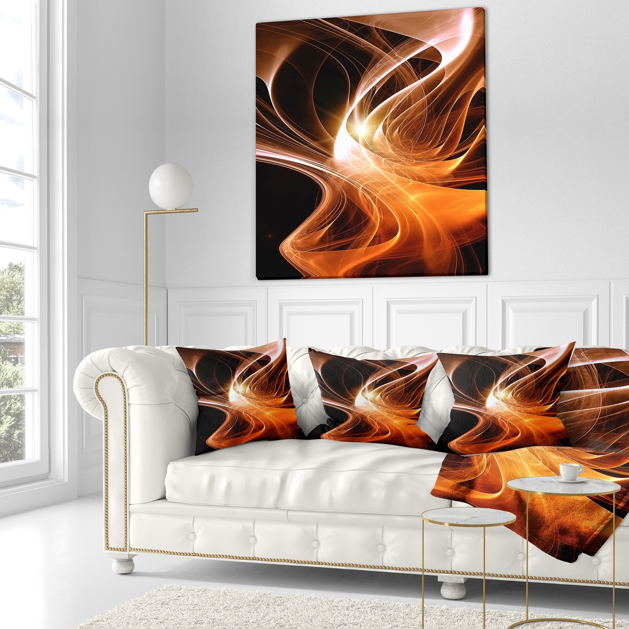 Designart 'Orange 3d Shaped Fractal Design' Contemporary Abstract Throw Blanket