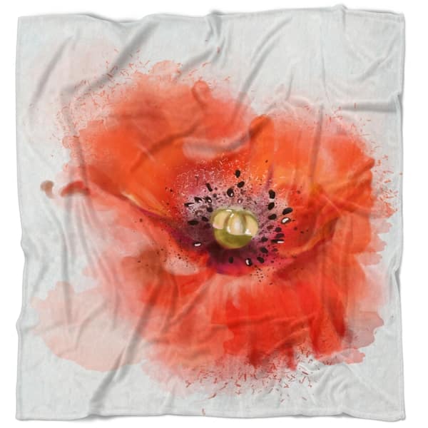 Designart Stylish Red Watercolor Poppy Flower Floral Throw Blanket On Sale Overstock 20916224 59 In X 71 In