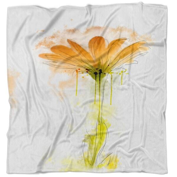 Shop Designart Orange Gerbera Sketch Watercolor Flowers Throw Blanketwork On Sale Overstock 20916662 Gallery of all minimalist art. overstock com