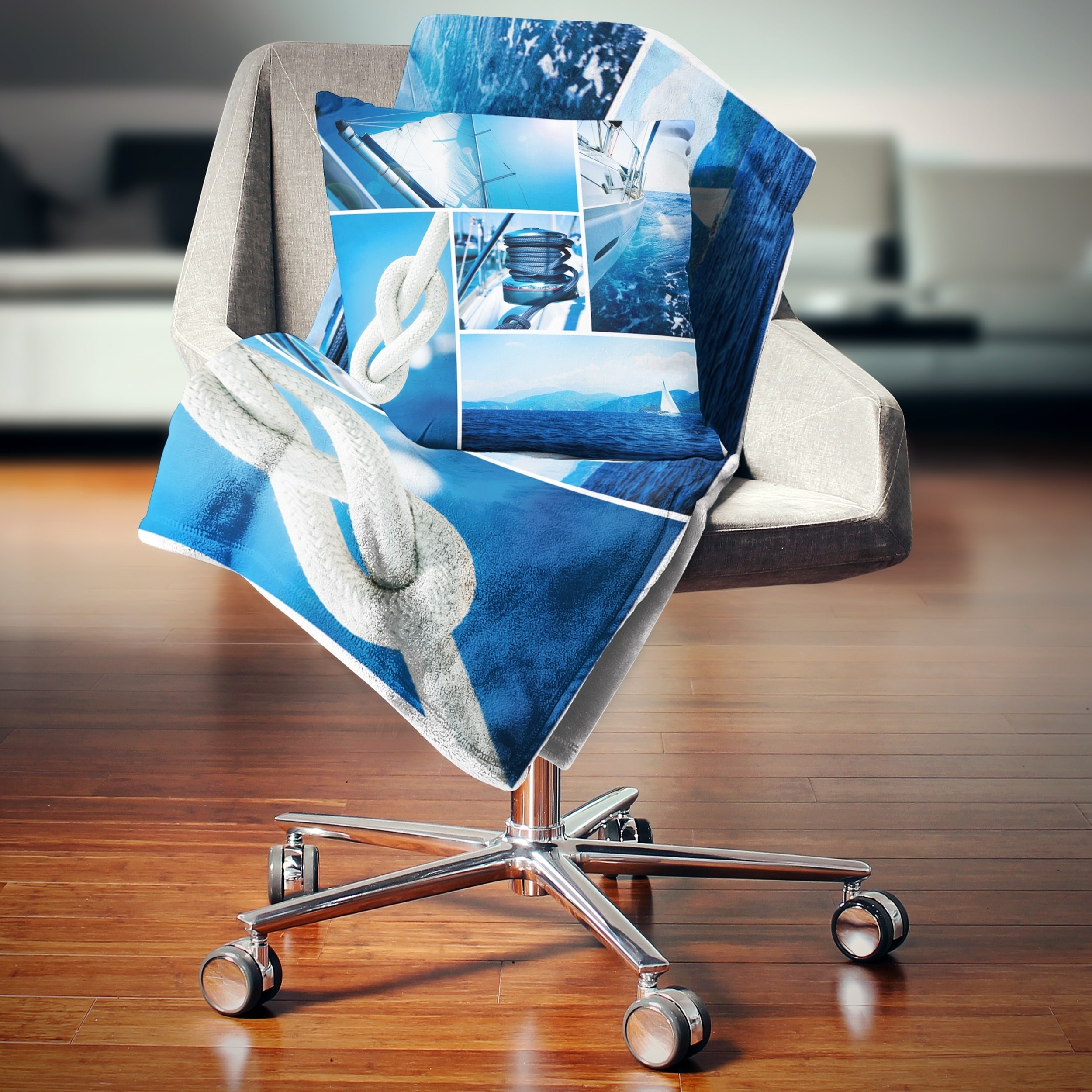 Designart Sailing Yacht In Blue Sea Collage Seashore Throw Blanket On Sale Overstock 20917129 71 In X 59 In