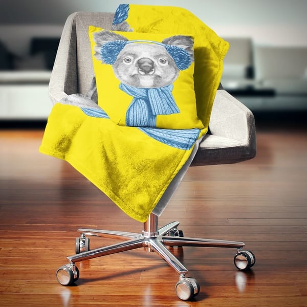 Designart 'Koala with Scarf and Earmuffs' Animal Throw Blanket - Bed Bath u0026  Beyond - 20917340