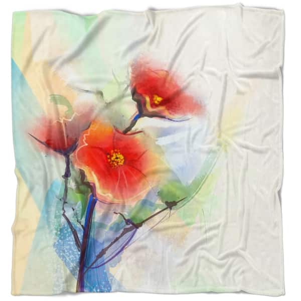 Designart Red Poppy Flowers On Grunge Back Floral Throw Blanket On Sale Overstock 20917899 59 In X 71 In