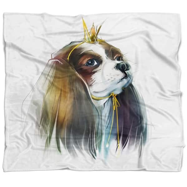 Designart Cute Little Dog In Crown Animal Throw Blanket On Sale Overstock 20918552 71 In X 59 In