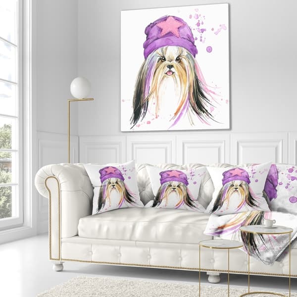 Designart Stylish Puppy With Purple Hat Animal Throw Blanket On Sale Overstock 20918826 59 In X 71 In