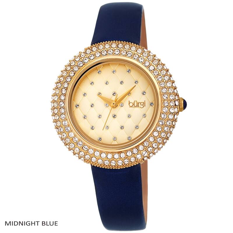 Burgi Ladies Argyle Dial Swarovski Crystal Glamour Strap Watch - Midnight Blue