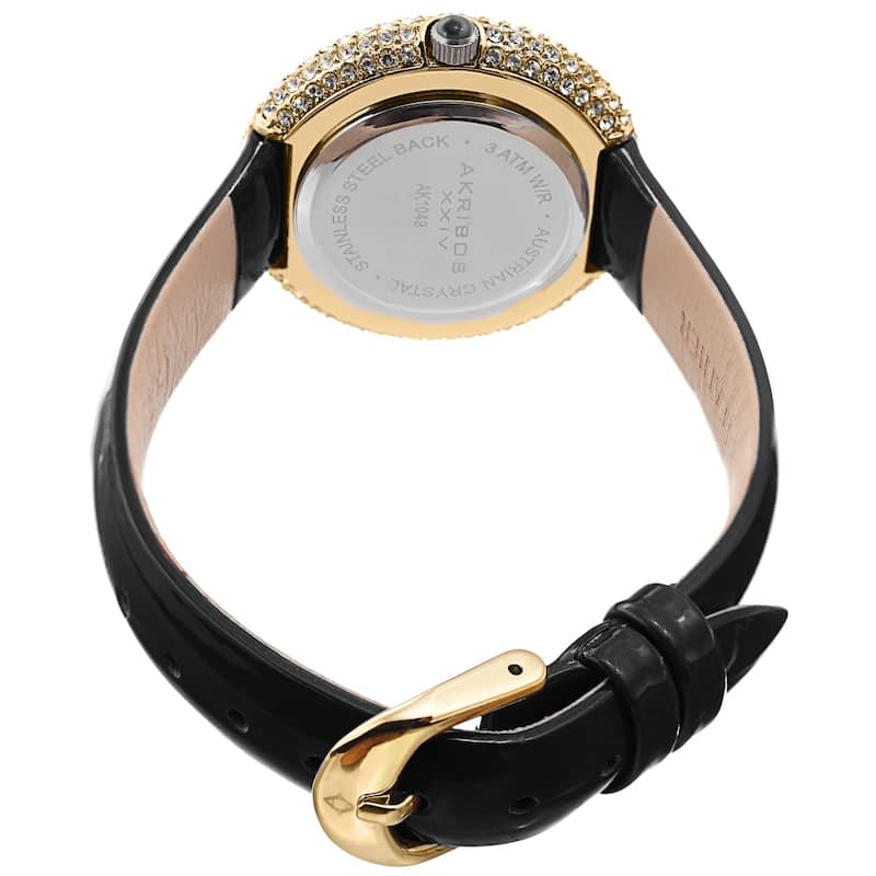 Akribos XXIV Ladies Crystal Swarovski Studded Fashion Leather Strap Watch
