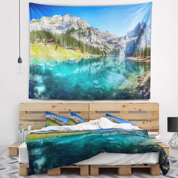 Designart 'Lake Oeschinen Switzerland' Landscape Wall Tapestry