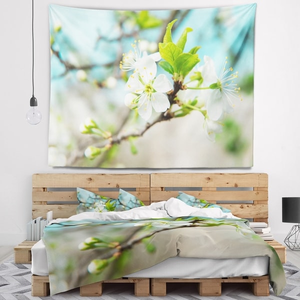 Designart 'Beautiful Cherry Blossom n Spring' Floral Wall Tapestry