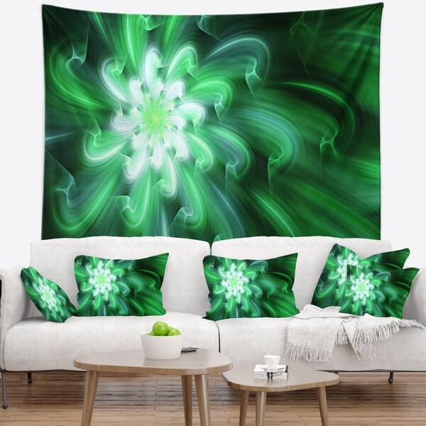 Designart 'Large Green Exotic Flower Petals' Floral Wall Tapestry