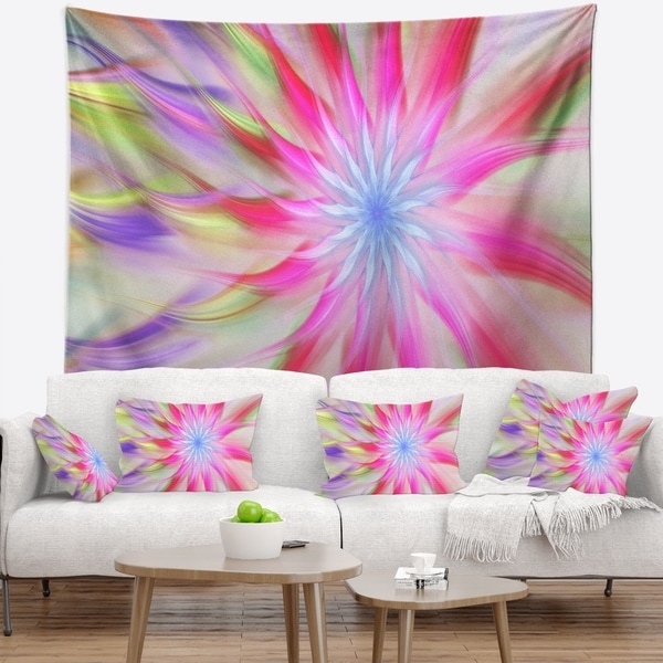 Designart 'Dance of Pink Exotic Flower' Floral Wall Tapestry