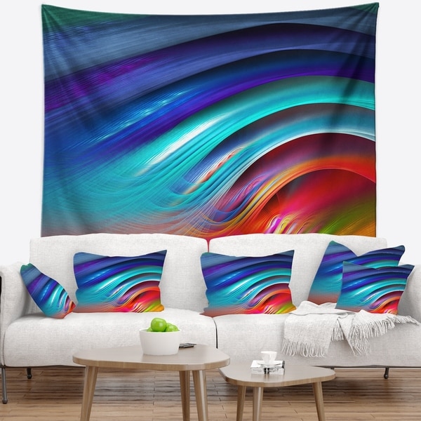 Designart 'Beautiful Fractal Rainbow Waves' Floral Wall Tapestry