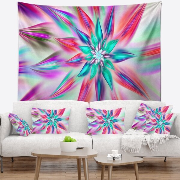 Designart 'Dancing Pink Flower Petals' Floral Wall Tapestry