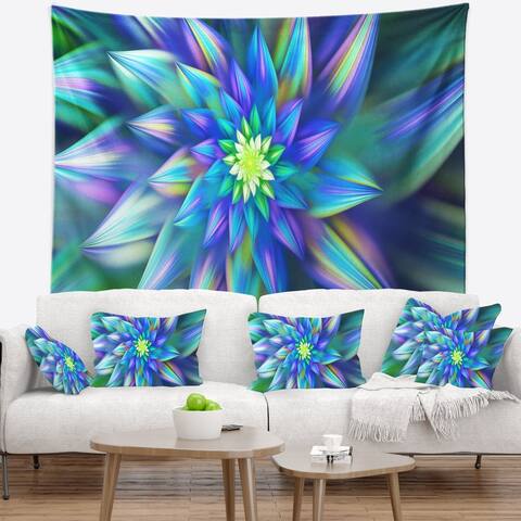 Designart 'Huge Light Blue Fractal Flower' Floral Wall Tapestry