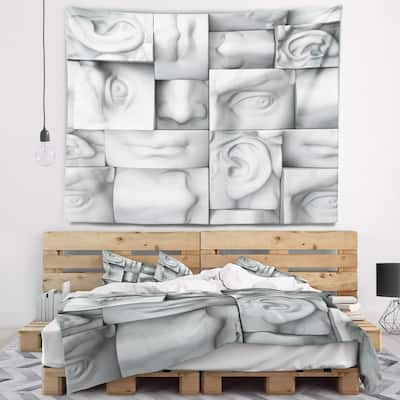 Designart 'Abstract White Blocks' Abstract Wall Tapestry