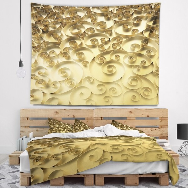 Designart '3D Golden Curly Background' Abstract Wall Tapestry
